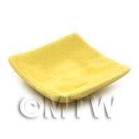 29mm Dolls House Miniature Yellow Glazed Ceramic Square Plate