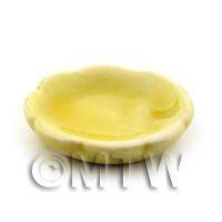 17mm Dolls House Miniature Yellow Glazed Ceramic Scalloped Edged Plate
