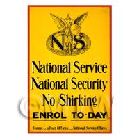 National Service, National Security - Miniature Dollshouse WWI Poster