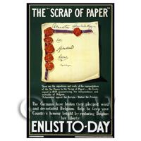 The Scrap Of Paper Enlist Today - Miniature Dollshouse WWI Poster