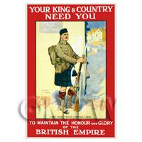 For King And Country - Miniature WWI Poster