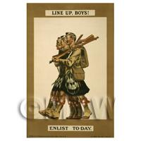 Line Up, Boys! - Miniature WWI Poster