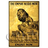 1/12th scale - The Empire Needs Men - Miniature WWI Poster