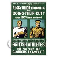 1/12th scale - Rugby Union Footballers - Miniature WWI Poster