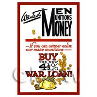Wanted - Men, Munitions, Money - Miniature Dollshouse WWI Poster