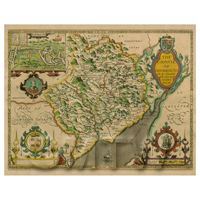 Dolls House Miniature John Speed Aged Monmouthshire Map