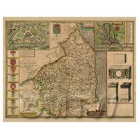 Dolls House Miniature John Speed Aged Northumberland Map