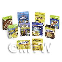 Dolls House Miniature  Selection Of 10 Breakfast Cereal Boxes (CB4)