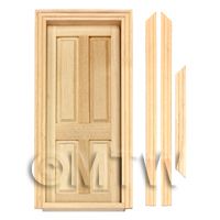 Dolls House Miniature Internal Opening Wood 4 Panel Door