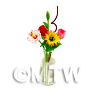 4 Mixed Long Stem Flowers in a Glass Vase (GV75)