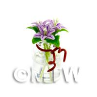 3 Miniature Mauve Stargazer Lilies in a Short Glass Vase 