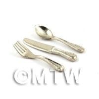 Set Of Dolls House Miniature Cutlery - Knife, Spoon and Fork