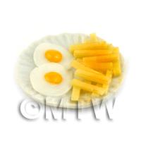 Dolls House Miniature Double Egg and Chips