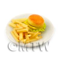 Dolls House Miniature Burger and Chips Meal