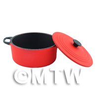 Dolls House Miniature High Quality Red Cast Iron Casserole Pot