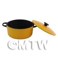 Dolls House Miniature High Quality Yellow Cast Iron Casserole Pot