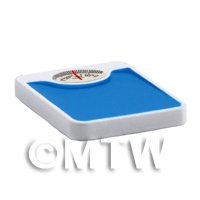 Dolls House Miniature White And Blue Metal Bathroom Scales