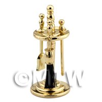 Dolls House Miniature Brass Effect Metal Fireplace Tool Set