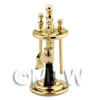 Dolls House Miniature Brass Effect Metal Fireplace Tool Set