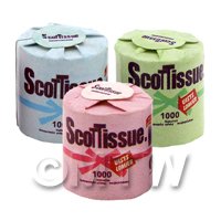 Dolls House Miniature Set Of Three Mixed Colour Toilet Rolls