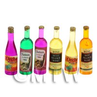 Dolls House Miniature 6 Resin Cast Mixed Style Wine/Liquer/Spirit Bottles