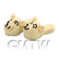 Dolls House Miniature Beige Childrens Dog Head Slippers