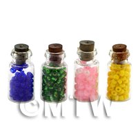 Dolls House Miniature 4 Bead Filled Filled Glass Jars