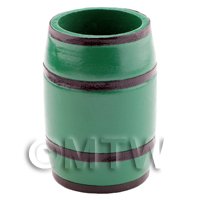 Dolls House Miniature Open Topped Green Wood Barrel / Water Butt