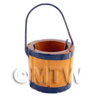 Dolls House Miniature Small Wooden Bucket With Metal Handle