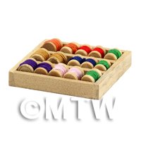 Dolls House Miniature Wooden Tray With 15 Assorted Cotton Reels