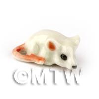 Dolls House Miniaure Ceramic White Mouse