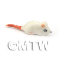 Dolls House Miniature Ceramic White Mouse