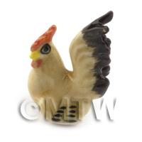 Dolls House Miniature Ceramic Beige  Chicken