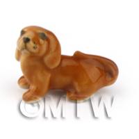 Dolls House Miniature Ceramic Brown Dachshund 