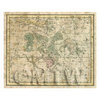 Dolls House Miniature Aged 1800s Star Map With Aquila, Delphinus And Antinous