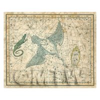 Dolls House Miniature Aged 1800s Star Map With Cynus, Lyra And Lacerta