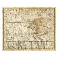Dolls House Miniature Aged 1800s Star Map With Taurus And Orion