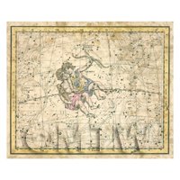 Dolls House Miniature Aged 1800s Star Map With Gemini