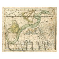 Dolls House Miniature Aged 1800s Star Map With Hydra, Crater And Sextans