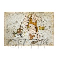 Dolls House Miniature Aged 1820s Star Map Depicting Hercules