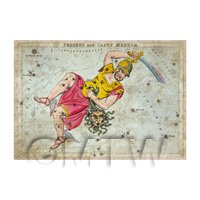 Dolls House Miniature Aged 1820s Star Map Depicting Perseus, Medusae