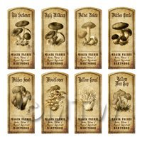 Dolls House Miniature Apothecary 8 Fungus / Mushroom Labels Set 7