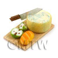 Dolls House Miniature Stilton And Apple on a Board