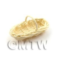 Dolls House Miniature Handmade Long Wicker Basket For Wine Bottles