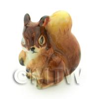  Dolls House Miniature Brown ceramic squirrel holding nut