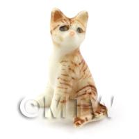 Dolls House Miniature Ceramic Brown Tabby Cat