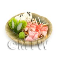 Dolls House Miniature Handmade Prawn Sushi on a Plate