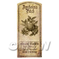 Dolls House Herbalist/Apothecary Amboina Pitch Herb Short Sepia Label