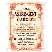 Rose Astringent Gargle Miniature Apothecary Label