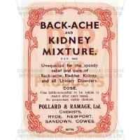 Backache And Kidney Mixture Miniature Apothecary Label